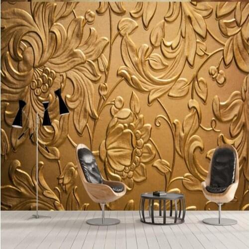 Wallpaper Luxury Wall Coverings Gold Wallpaper Abstract Daisy Chrysanthemum Home Design Living Room Sitting Room Design Study