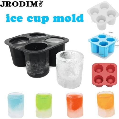 4 Cups Silicone Ice Cube Mold Ice Cup Mould Multifunction Ice Cup Maker Ice Tray Ice Cream Moulds Bar Kitchen Tools Accessories