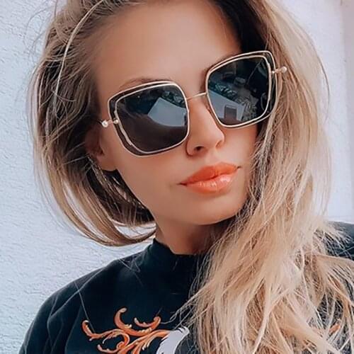 Double Square Frame Sunglasses Women High Quality Designer Female Polarized Sun Glasses Fashion Pearl Decorative Glasses