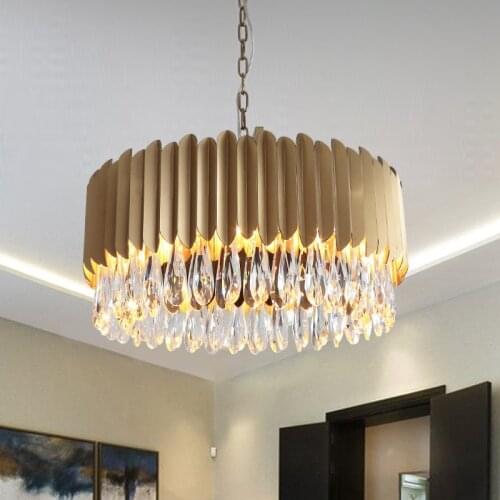 LED Stainless Steel Crystal Living Room Chandelier Home Lighting Luxury Hanging Lamp Creative Metal Villa Hotel Decor Headlight