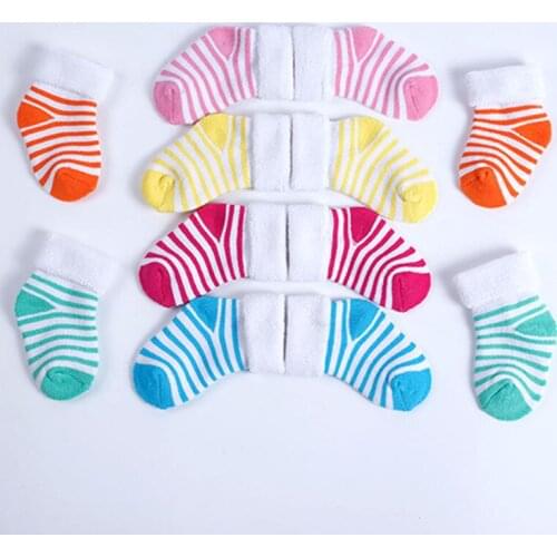 Thick Baby Socks Striped Terry Winter Baby Socks Boys Girls Autumn Warm Socks Cute Color Unisex Pairs Cotton Kids Feet 0-3Years