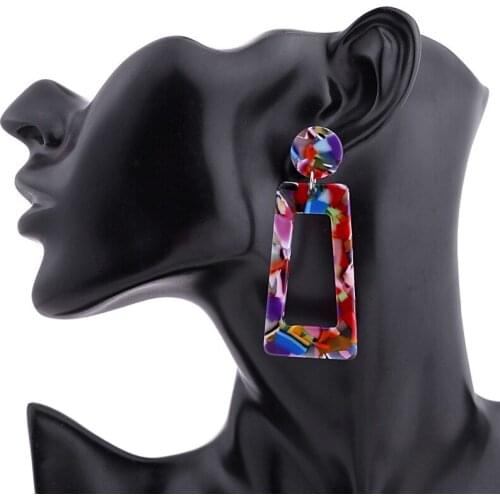 2019 New Fashion Big Acrylic Earrings for Women Boho Square Geometric Leopard Earrings Party Jewelry Female Gift
