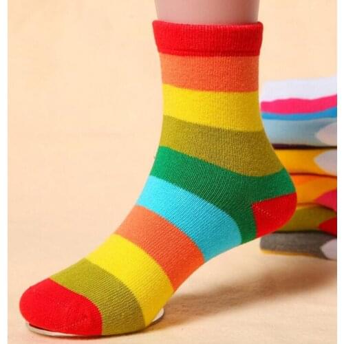 1 Pair Cotton Spring Autumn Baby Girls Kids Socks Children Warm Boys Striped Rainbow Kids Cheap Stuff Teenage Slippers