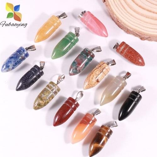 1pc Charms Natural Stone Pendant Bullet-Shaped Crystal Agates Necklace Wholesale Necklace Pendants 10x25mmm