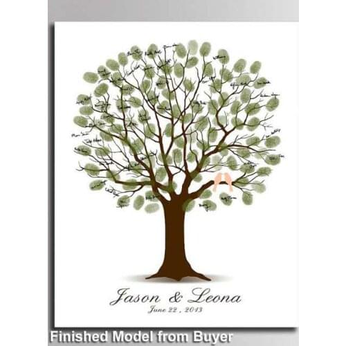 1pc Bride And Groom Wedding Guestbook Fingerprint Sign Romantic love tree Personalized Custom Names and date Wedding Decoration