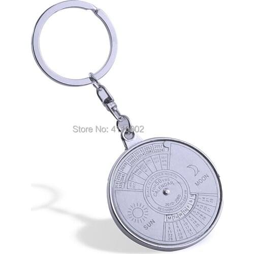 100pcs Perpetual Calendar Zinc Alloy Keychain Keyring Car Accessories Bag Car Key Chain Ring Party Favors Gifts