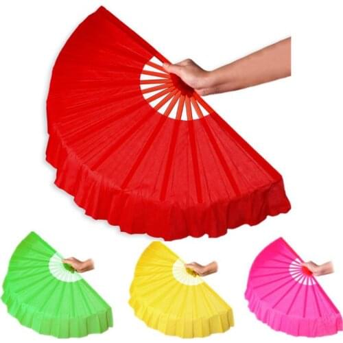 41cm Solid Black Red Folding Hand Fans Craft Dance Performce Wedding Party Souvenir Decoration Supplies
