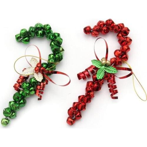 5pcs 16*7cm Red/Green Bells Crutch For Christmas Party Tree Accessories Hanging Decoration