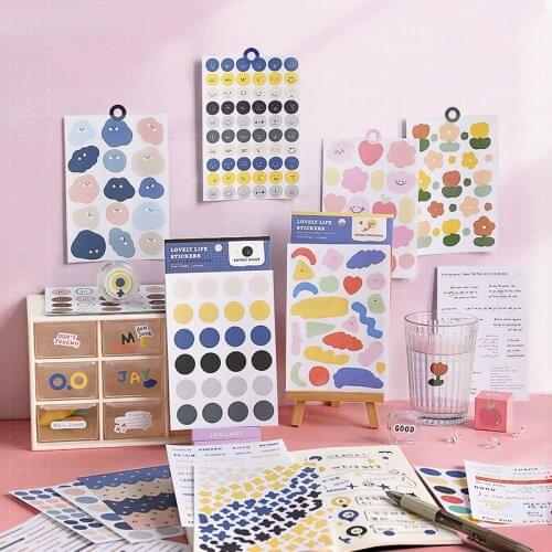 6Sheets/Bag Cute Colorful stickers DIY scrapbook base collage mobile diary happy plan Valentines Day gift decoration stickers