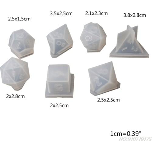7 Shapes Dice Fillet Square Triangle Dice Mold Crystal Epoxy Resin Mold Kit Dice Digital Game Silicone Mould D04 20 Dropship