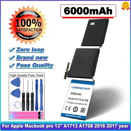 LOSONCOER 6000mAh A1713 Laptop Battery for Apple Macbook Pro 13'' A1708 2016 2017 Year Batteries