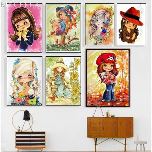 MYCELLA Diy Diamond Painting Lovely Cartoon Girls Picture Diamond Cross Stitch Crystal Full Diamond Sets Diamond Embroidery Gift