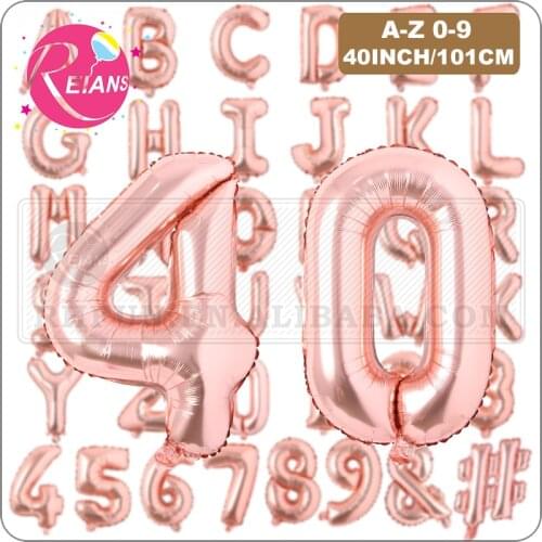 Large 40 inch Rose gold letter A-Z 0-9 balloon first birthday party decor foil ballon digit helium globos anniversary baloons