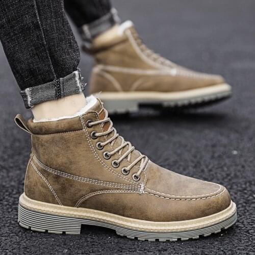 Men Snow Boots Winter Warm Outdoor Snow Walking Ankle Boots Fad New Winter Male Comfortable Warm Casual Winter Shoes Men Boots