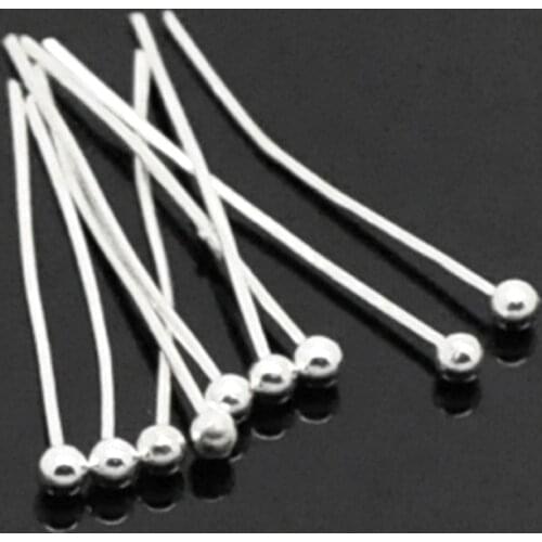 DoreenBeads 1000PCs Silver color Copper Ball Head Pins Findings for Jewelry Makiing DIY Accessories 20x0.5mm(24 Gauge)