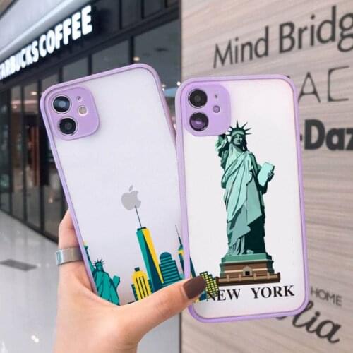 NYC NEW YORK street Phone Case For iPhone 12 11 Mini Pro XR XS Max 7 8 Plus X Matte transparent Purple Back Cover