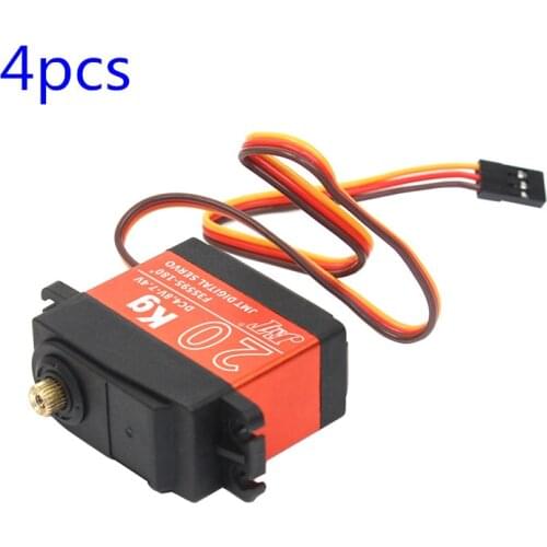 JMT 4x 20KG 90/180/270/360Degree Digital Servo Large Torque Aluminium Metal Gear For 1/8 1/10 Scale RC Car Boat Plane Waterproof