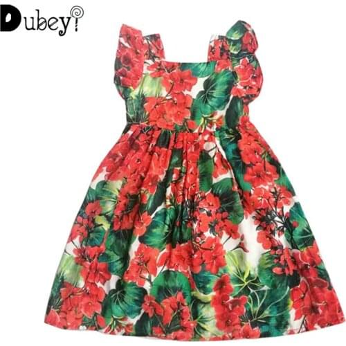 Girls Dresses Summer Print Flower Dress Baby Girl Clothing Little Girls Costume Kids Clothes Fancy Floral Baby Dress