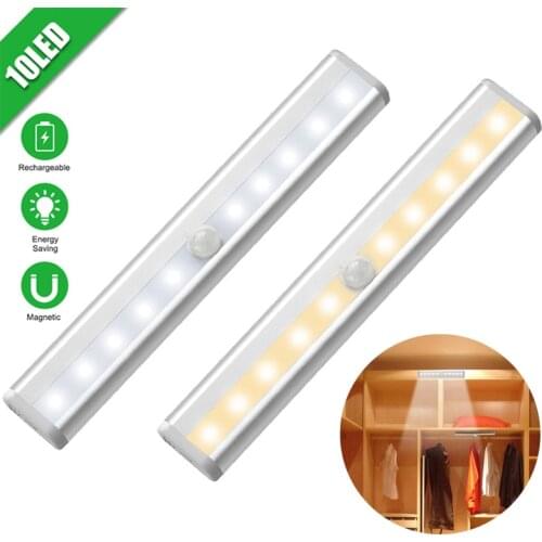 Motion Sensor LED Night Light Rechargeable Wireless Closet Bedroom Light Decor Wall Decorative Lamp Staircase Kitchen Room Light