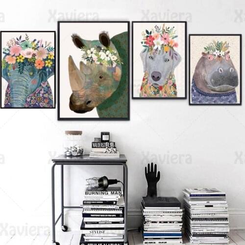 Nordic Painting Decoration Picture Flowers Animals Cartoon Poster Wall Art Canvas Printing Home Decoration Nursery Kids Bedroom
