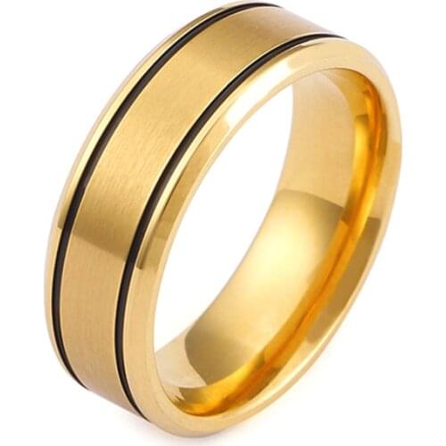 Classic Wedding Bands Rings for Men Women Stainless Steel Jewelry 7mm Width Gold Plating Fashion Finger Ring Male
