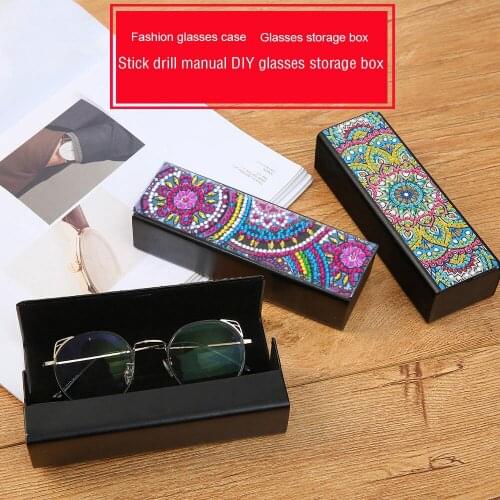 DIY Diamond Painting Eye Glasses Storage Box Travel Leather Sunglasses Case Special Shaped Diamond Storarage Box Gift to Student
