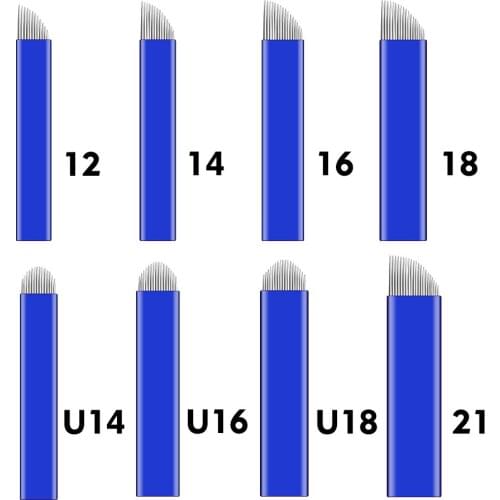 Microblading Needle Blades Flex U 12 14 16 18 21 F Pin Eyebrow Curved Shape Lip Blade Microblading Permanent Makeup Manual Pen