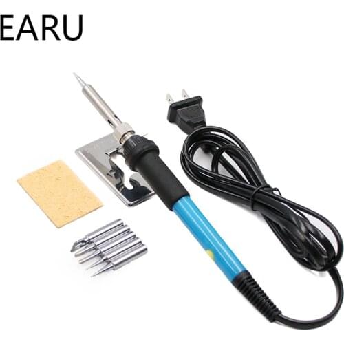 New Adjustable Temperature Electric Soldering Iron 220V 110V 60W Welding Solder Rework Station Heat Pencil 5pcs Tips Repair Tool