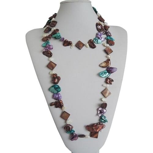 100% FRESHWATER PEARL NECKLACE,120 CM ,very fashion colors pearls,baroque shape pearl-long pearl necklace