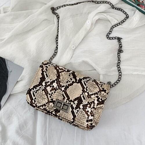 Luxury Handbags Women Bags Designer Serpentine Small Square Crossbody Bags Wild Girls Snake Print Shoulder Messenger Bag