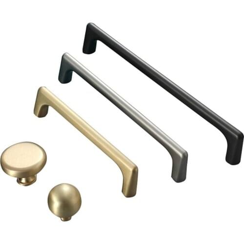 Luxury Light Nordic gold word handle wardrobe modern minimalist shoe cabinet door handle drawer single hole