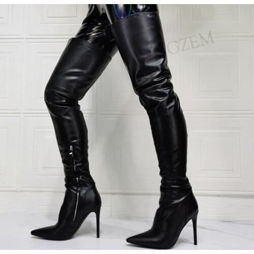 SEIIHEM Sexy Women Over Knee Boots Side Zip Heeled Boots Thigh High Zapatos de Mujer Shoes Woman Donne Stivali Big Size 42 43 47