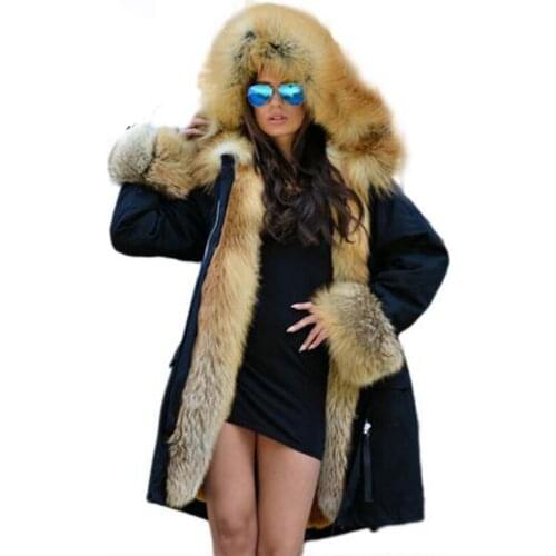 Real Fur Coats For Women Red Fox Fur Coat Lining Rabbit Fur coat Waterproof Fur Parkas For Women Winter Jackets