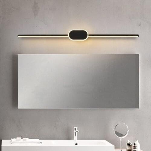 Modern Makeup Led Vanity Light White Aluminum Wall Lamp Black Linear Front Mirror Lighting with for Bedroom Dressing Table