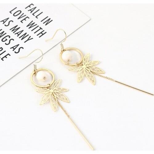 TONGKWOK Bohemia Exaggeration Dangle Earrings For Women Silk Thread Tassel Metal Long Chandelier Earrings #141275