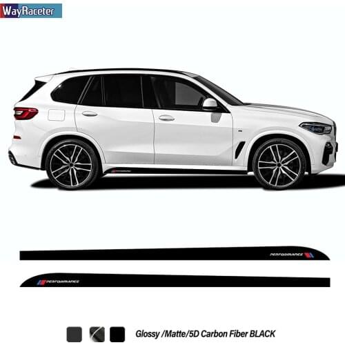 2 Pcs M Performance Styling Car Door Side Stripes Skirt Sticker 5D Carbon Fiber Vinyl Decal For BMW X5 F15 M F85 G05 Accessories