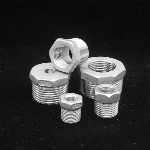 304 Stainless Steel Pipe Fitting Hex Reducer Bushing 1/8" 1/4" 3/8" 1/2" 3/4" BSP Male x Female Change Coupler Connector Adapter