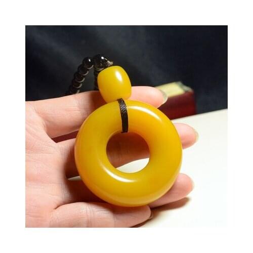 Zheru jewelry natural yellow dragon jade donut amulet pendant necklace exquisite jewelry, best gift