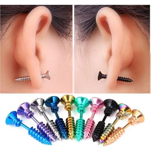 Funny Titanium Steel Stud Earrings for Women Men European and American Style Fashion Unisex Halloween Jewelry Screw Earring