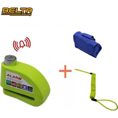 Green Motorcycle Moto Bicycle Waterproof Security Anti-Theft Disc Alarm Lock System With Black BagGreen Cable KSS-L101 GN series
