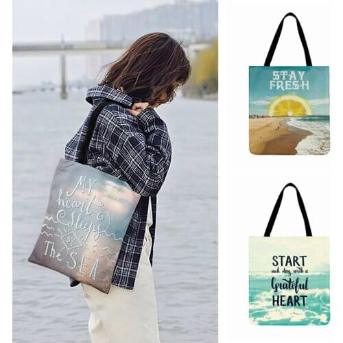 Ladies Shoulder Bag Foldable Shopping Bag Natural Scenery Art Digital Print Tote Bag For Women Casual Tote Outdoor Beach Bags