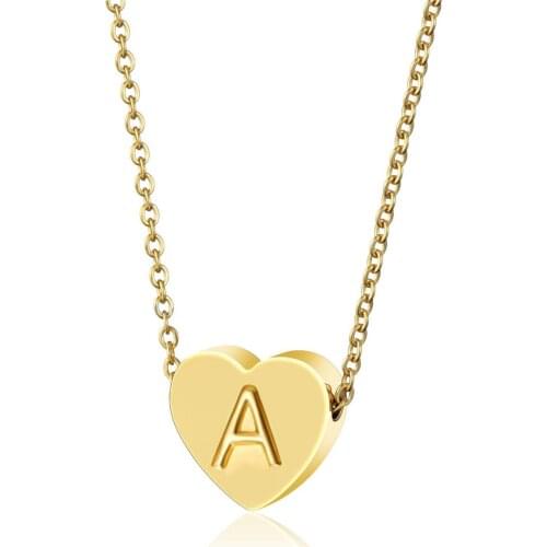 Pendant Titanium Steel Heart-Shaped Lettered Necklace Female 26 Letters Lovely Clavicle Chain Necklace