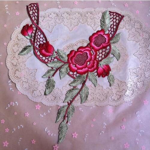 1 Piece Lace Fabric Venise Lace Beautiful Flower Embroidery Lace Applique Lace Collar DIY Craft Free Shopping