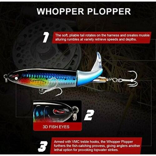 1 PCS Fishing Lure Artificial Hard Popper Bait Soft 8 Floating Hard ABS Lure Bait Fishing Tail 15.6g Sea Rotating 11cm Colo O1S7