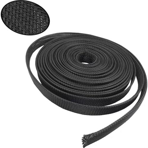 10M 6 8 10mm Cable Sleeve black Wire Protection PET Nylon Cable Sleeves wire cable Braided Cable Sleeve