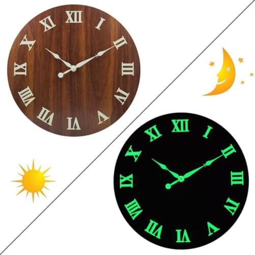 12" Wood Luminous Wall Clocks Silent Quartz Glow In The Dark for Bedroom Living Room Creative Hanging Clock Modern Home Decor