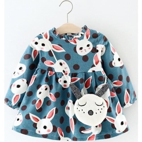 2019 children girls winter Dress clothing Baby girls new fashion cartoon floral print velvet Dress 1-3 Years