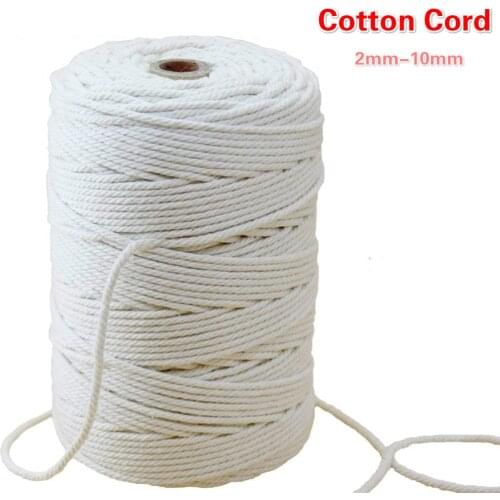 3mm-10mm Beige Cotton Cord rope braided round Macrame Rope String natural cotton cord for diy Home Wedding handmade Accessories