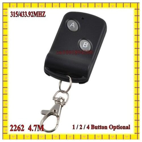315/433.92MHZ Remote Control Transmitter AB 2Button /ABCD 4Button 1Button Black RF TX Big Button Remote Fixed Code ASK 4.7M