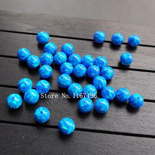 50pcs /lot 8mm OP05 Dark blue Round Ball Opal Synthetic Round Opal Beads Loose Cronflower Blue Opal Beads For Opal Necklace